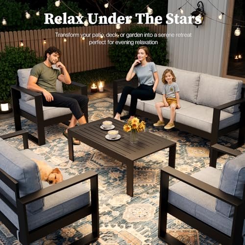 KHOLH 5 Piece Modern Aluminum Patio Furniture Set