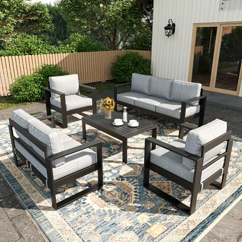 KHOLH 5 Piece Modern Aluminum Patio Furniture Set