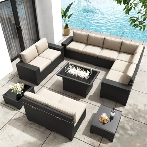 KHOLH Patio Furniture Set with Fire Pit Table