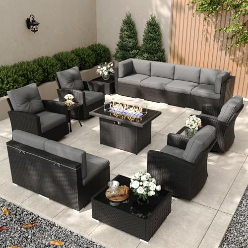 KHOLH Patio Furniture Set with Fire Pit Table